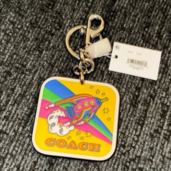 Coach Cosmic Collection Rocket Bag Charm in Silver/Multi Smooth Leather NWT - Picture 3 of 13